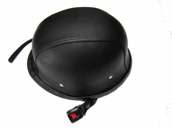 Open Face Helmet German Novelty Helmets Black Leather AC59